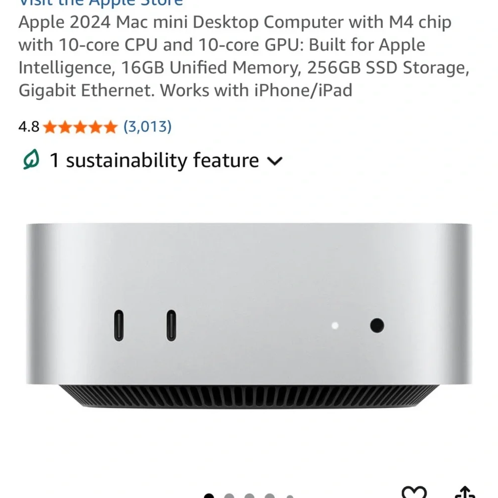 Apple Mac mini Silver Compact Desktop - Front View